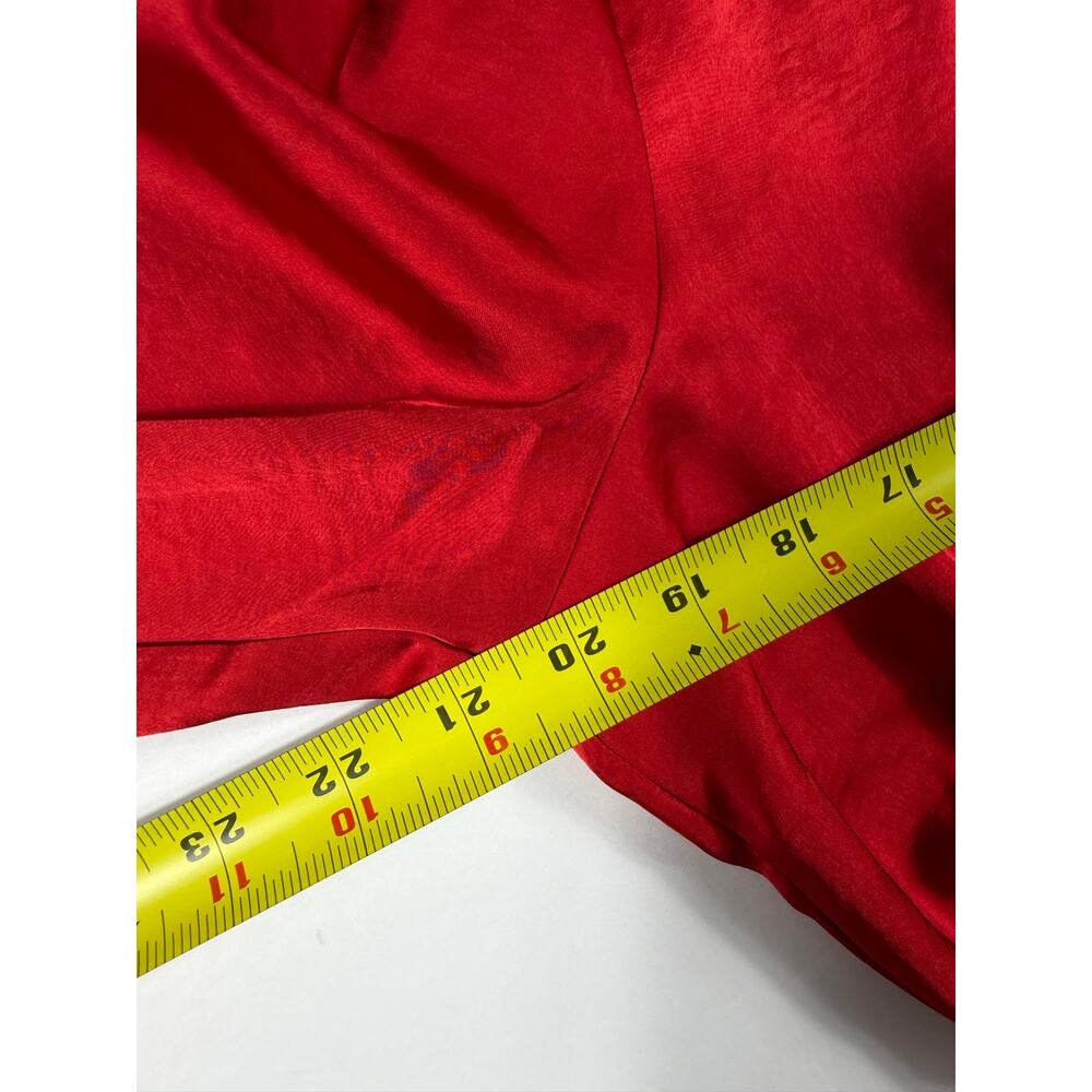 Express Portofino Red Satin Tie Front Button-Up Blouse Women’s Large Holiday - Picture 12 of 13